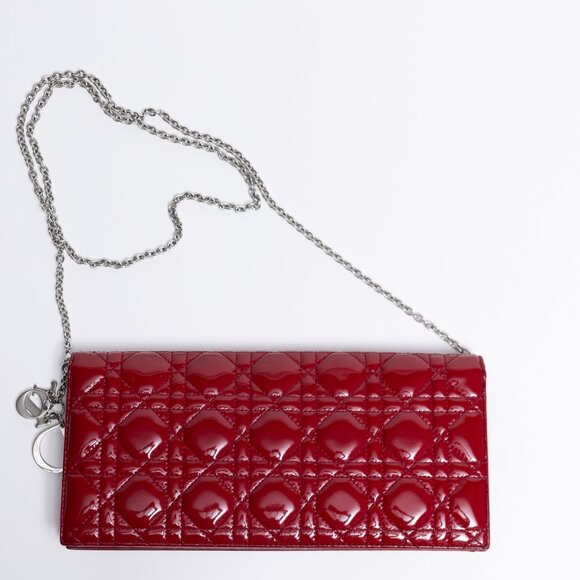 Lady Dior Red Patent Cannage Clutch - Picture 1 of 11
